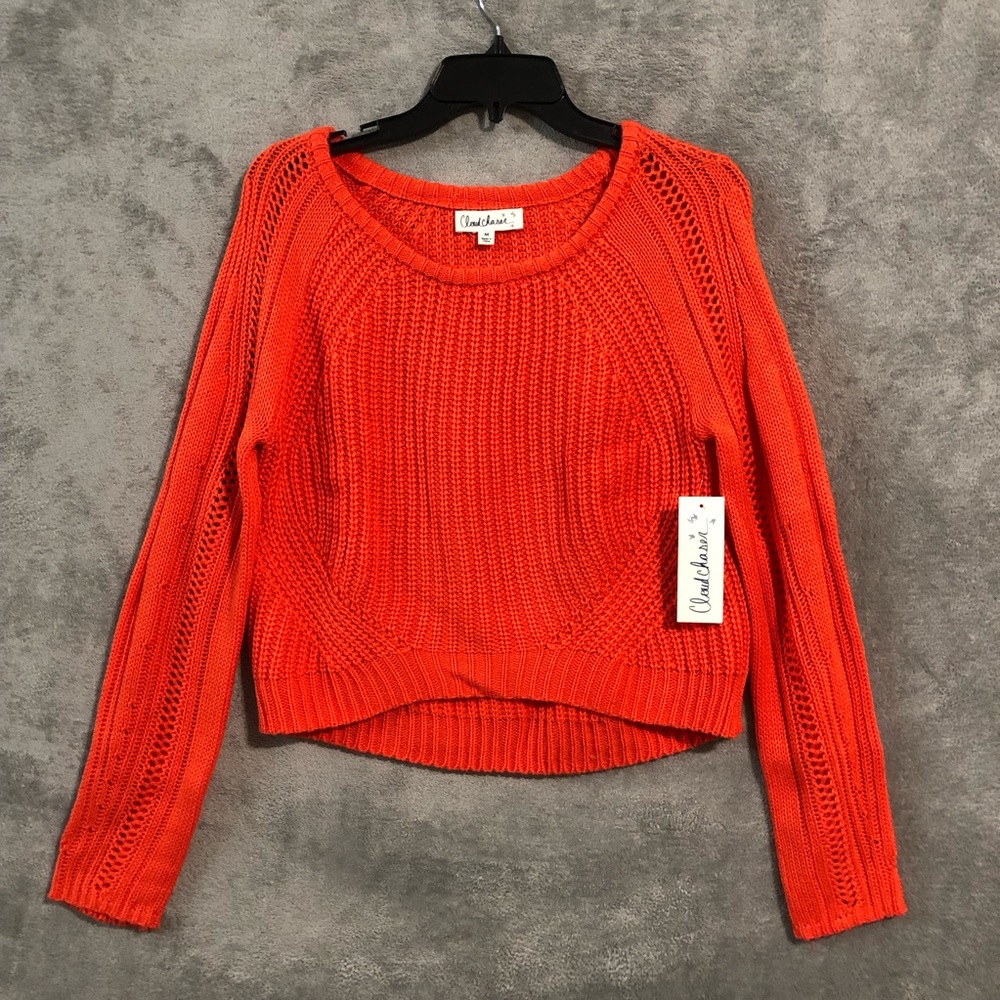 Cloud Chaser Knit Sweater Womens Medium Orange NWT